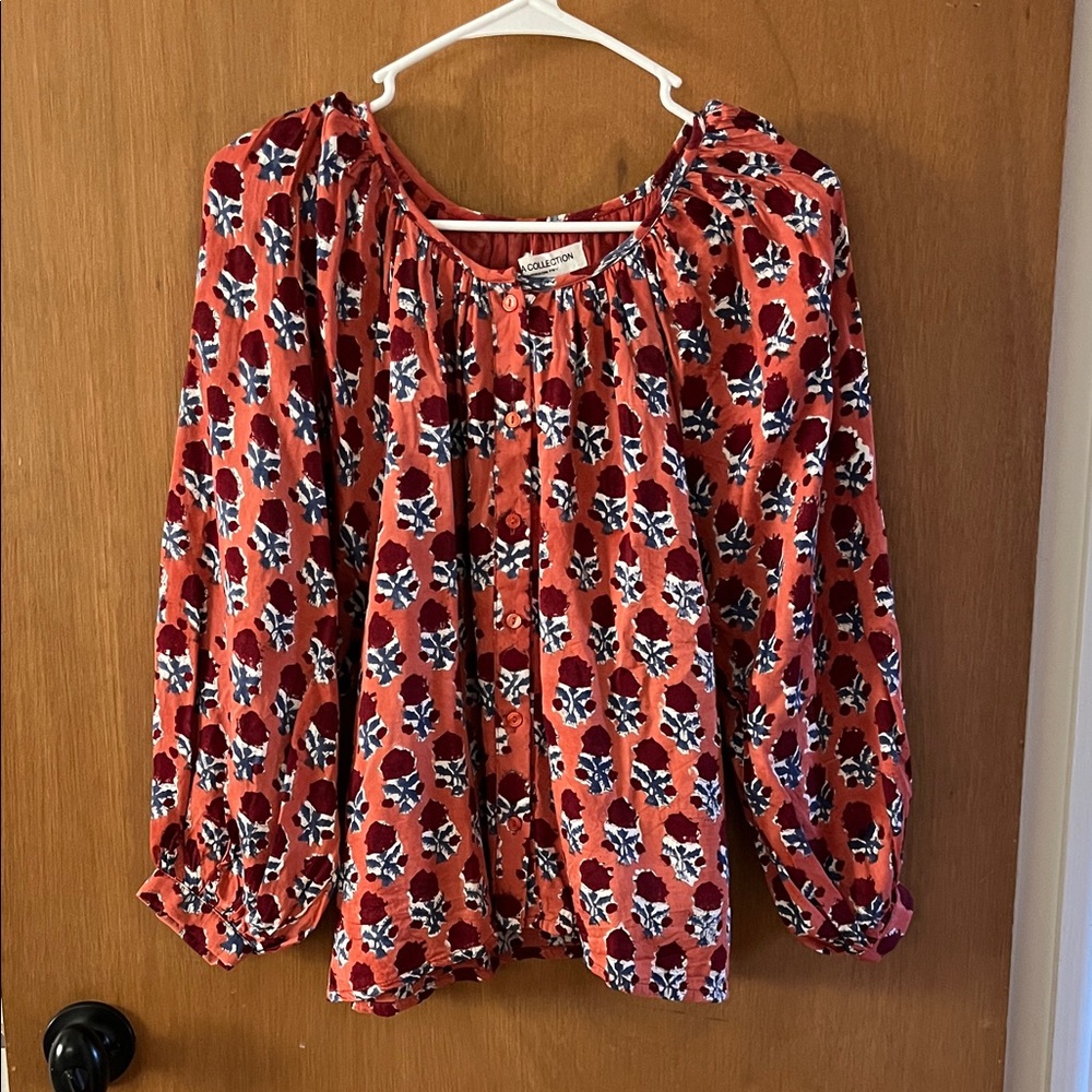 Emerson Fry Women’s Printed Button-Down Balloon-Sleeve Blouse
